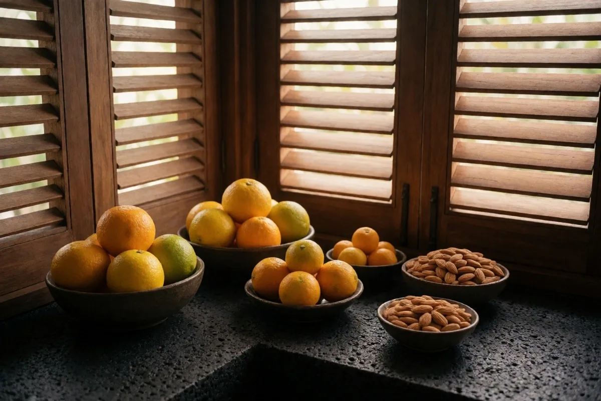 Citrus, brazil nuts, and almonds as antioxidant sources